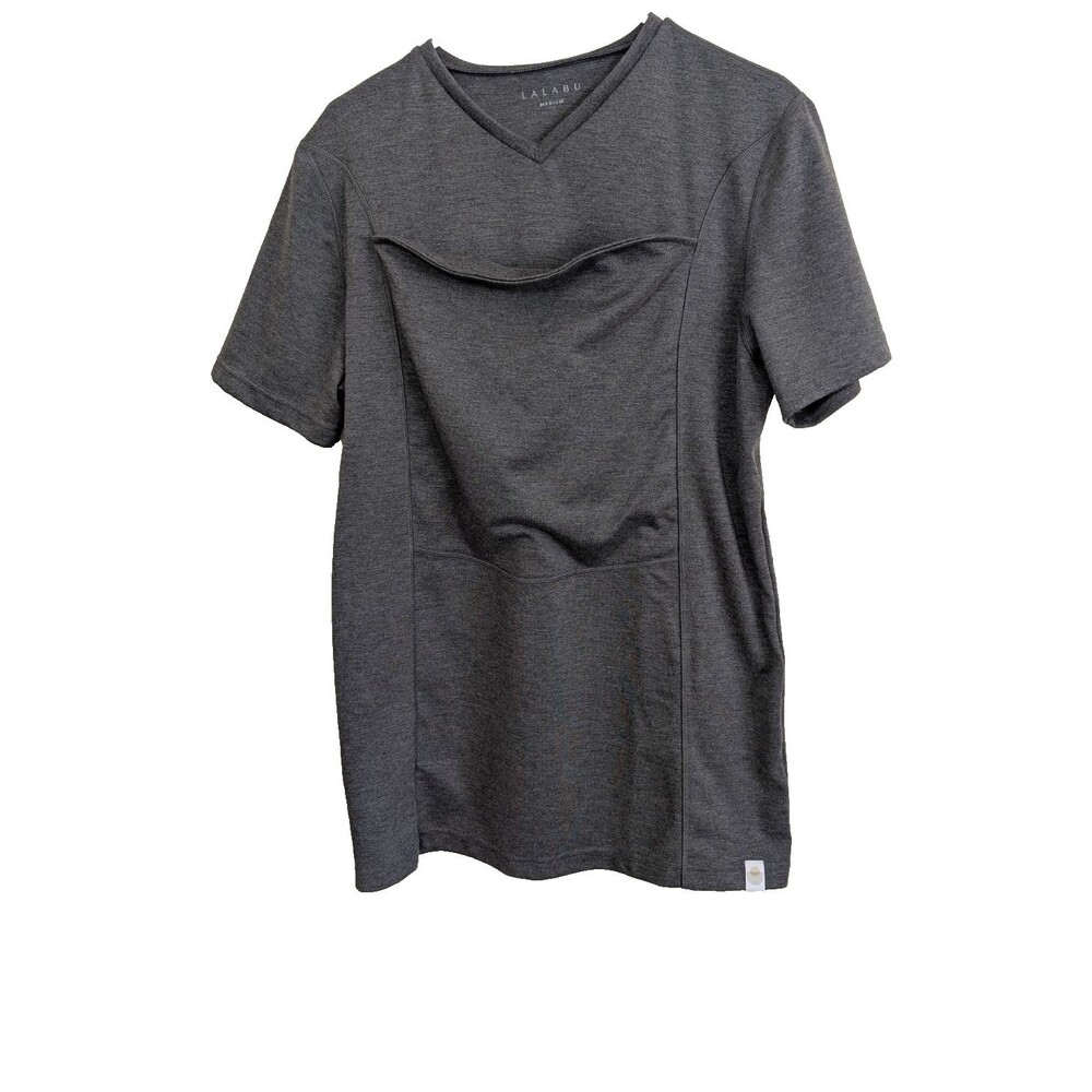 Lalabu Men's Dad Shirt Gray Short Sleeve Stretch Size Medium